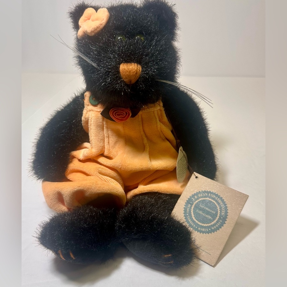 Boyd's Bears Halloween Black‎ Cat - Orange Overalls-Tags Attached